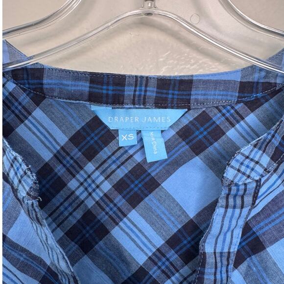 Draper James Button-Front Top in Midnight Plaid Size XS - Picture 5 of 6